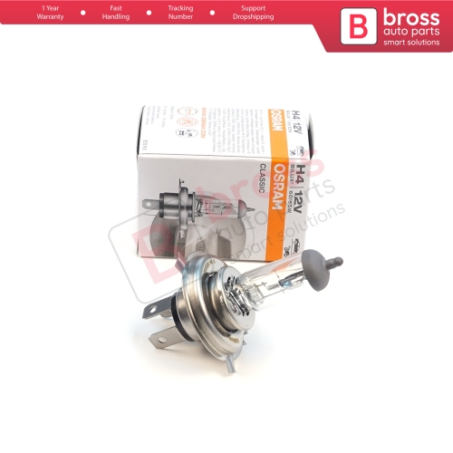 1 Piece OSRAM CLASSIC 64193CLC 12V 60/55W H4 P43t Halogen Bulb for Headlight Low-Beam High-Beam Fog Lamp