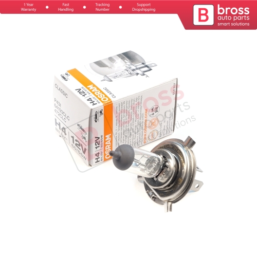 1 Piece OSRAM CLASSIC 64193CLC 12V 60/55W H4 P43t Halogen Bulb for Headlight Low-Beam High-Beam Fog Lamp