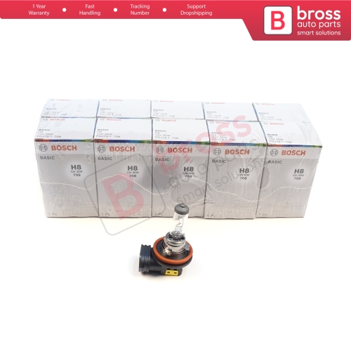 10 Pieces BOSCH BASIC 1 987 302 805 H8 12V 35W PGJ19-1 Halogen Bulb for Headlight Fog Lamp High Beam Spotlight Bulb