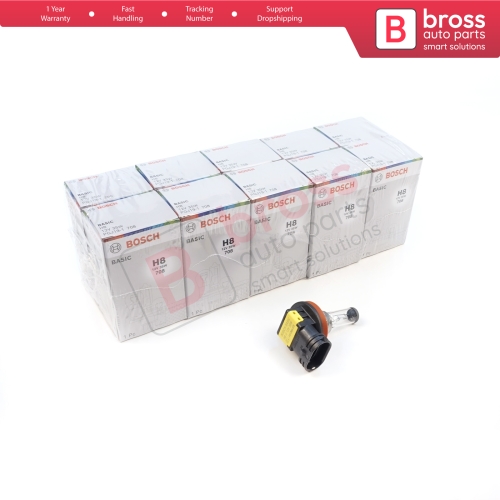 10 Pieces BOSCH BASIC 1 987 302 805 H8 12V 35W PGJ19-1 Halogen Bulb for Headlight Fog Lamp High Beam Spotlight Bulb
