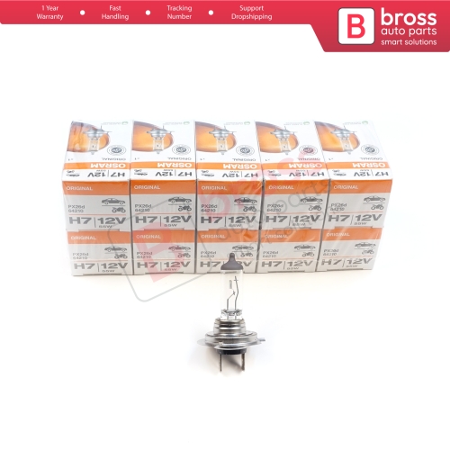 10 Pieces OSRAM ORIGINAL 64210 H7 12V 55W PX26d Halogen Bulb for Headlight Low-Beam High-Beam Fog Lamp
