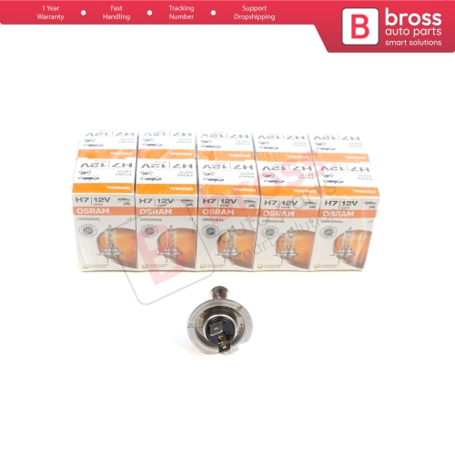 10 Pieces OSRAM ORIGINAL 64210 H7 12V 55W PX26d Halogen Bulb for Headlight Low-Beam High-Beam Fog Lamp