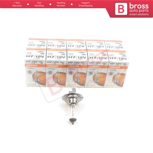 10 Pieces OSRAM ORIGINAL 64210 H7 12V 55W PX26d Halogen Bulb for Headlight Low-Beam High-Beam Fog Lamp