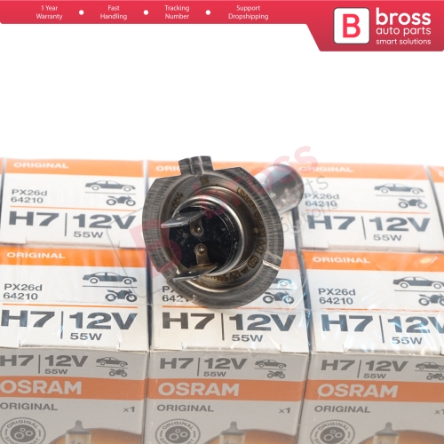 10 Pieces OSRAM ORIGINAL 64210 H7 12V 55W PX26d Halogen Bulb for Headlight Low-Beam High-Beam Fog Lamp