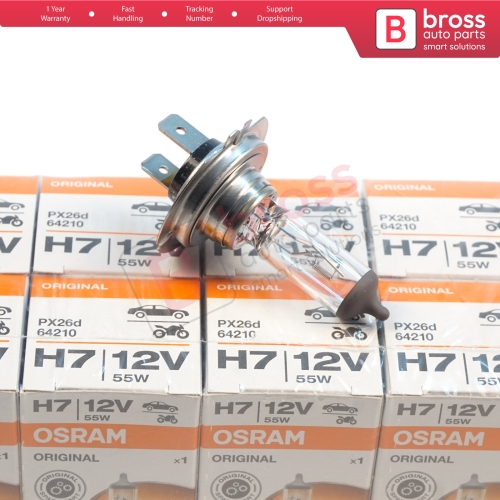 10 Pieces OSRAM ORIGINAL 64210 H7 12V 55W PX26d Halogen Bulb for Headlight Low-Beam High-Beam Fog Lamp