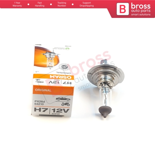 1 Piece OSRAM ORIGINAL 64210 H7 12V 55W PX26d Halogen Bulb for Headlight Low-Beam High-Beam Fog Lamp