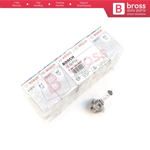 10 Pieces BOSCH BASIC 1 987 302 804 H7 12V 55W PX26d Halogen Bulb for Headlight Low-Beam High-Beam Fog Lamp
