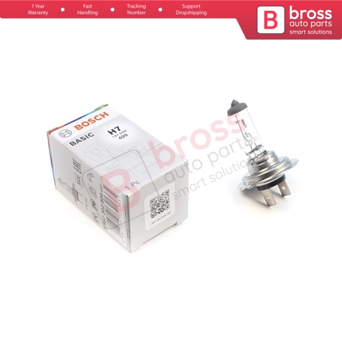 1 Piece BOSCH BASIC 1 987 302 804 H7 12V 55W PX26d Halogen Bulb for Headlight Low-Beam High-Beam Fog Lamp