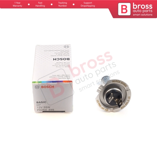 1 Piece BOSCH BASIC 1 987 302 804 H7 12V 55W PX26d Halogen Bulb for Headlight Low-Beam High-Beam Fog Lamp