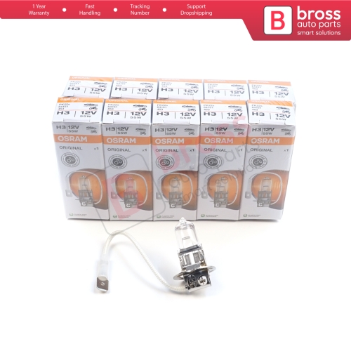 10 Pieces OSRAM ORIGINAL 64151 H3 12V 55W PK22s Halogen Bulb for Fog Trailer Off-Road Headlight Lamp