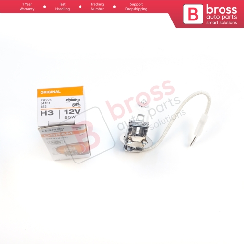 1 Piece OSRAM ORIGINAL 64151 H3 12V 55W PK22s Halogen Bulb for Fog Trailer Off-Road Headlight Lamp
