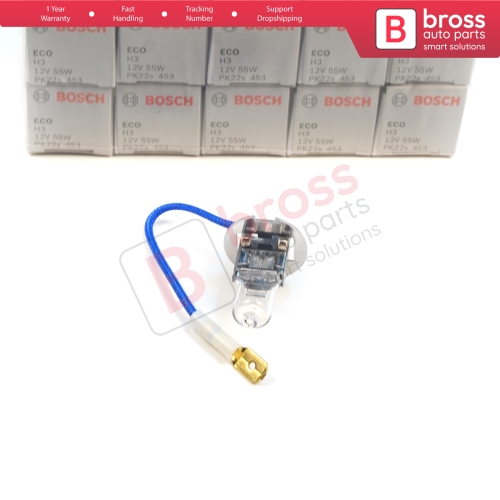 10 Pieces BOSCH ECO 1 987 302 802 H3 12V 55W PK22s H3 Halogen Bulb for Fog Trailer Off-Road Headlight Lamp