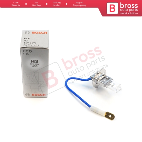 1 Piece BOSCH ECO 1 987 302 802 H3 12V 55W PK22s H3 Halogen Bulb for Fog Trailer Off-Road Headlight Lamp