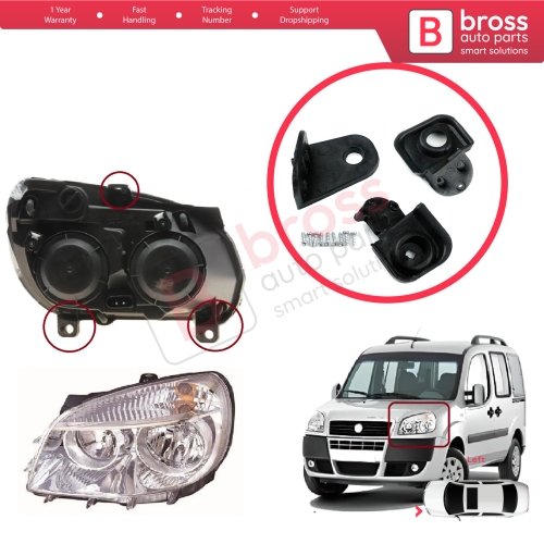 Headlight Holder Mount Repair Bracket Tab Set Left Side for Fiat Doblo Box MPV 119 223 2005-2010