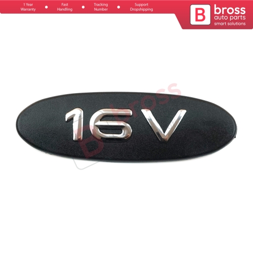 Black Chrome 16V Mould Badge Monogram Emblem for Renault Clio Kangoo 119 mm x 39 mm