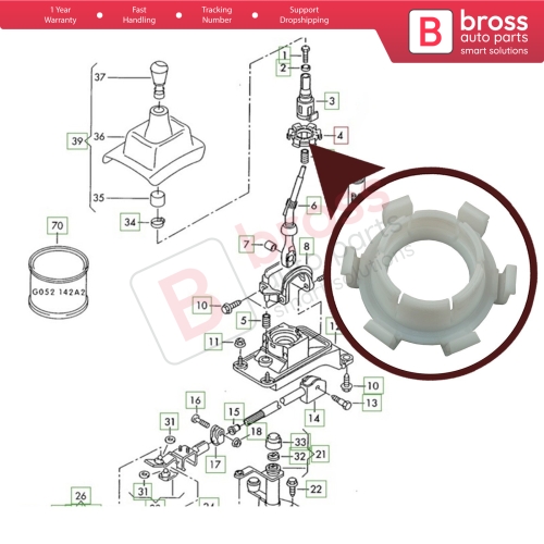 Gear Selector Shift Stick Lever Rod Bush Repair 1J0711251 For VW Audi Seat Skoda