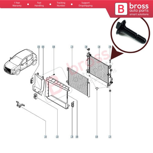 Radiator Pillar Fixing Pin 397880391R for Renault Megane Clio 3 Dacia Duster Logan Sandero Lodgy