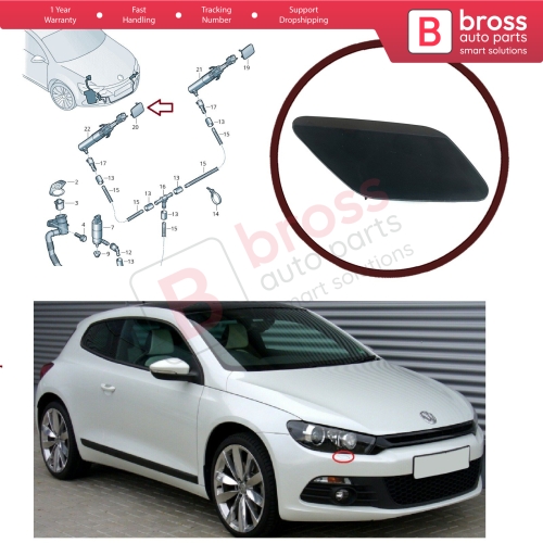 Headlight Washer Cover Cap Right Side 1K8807938 for VW Scirocco 2015-2017