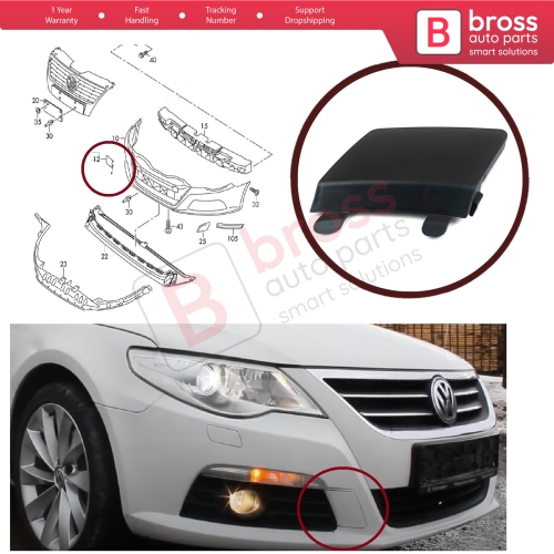 Front Bumper Tow Eye Hook Cover Cap 3C8807241 for VW Passat CC 2008-2012