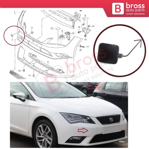 Front Bumper Tow Eye Hook Cover Cap 5F0807241 for Seat Leon 2013-2017