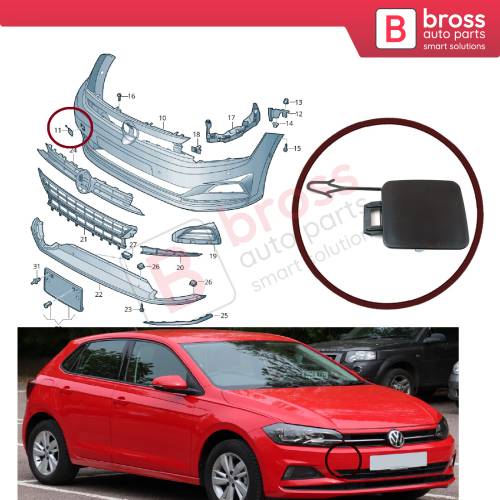 Front Bumper Tow Eye Hook Cover Cap 2G0807241 for VW Polo MK6 2018 2021