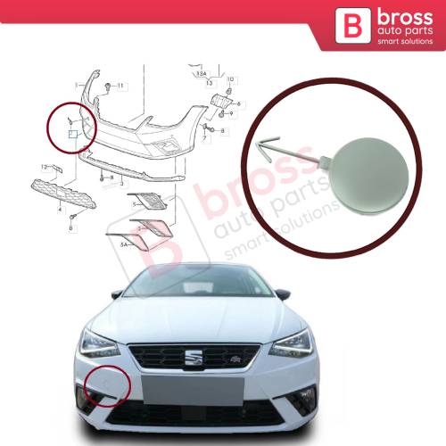 Front Bumper Tow Eye Hook Cover Cap 6F0807241 for Seat Ibiza 2017-2021