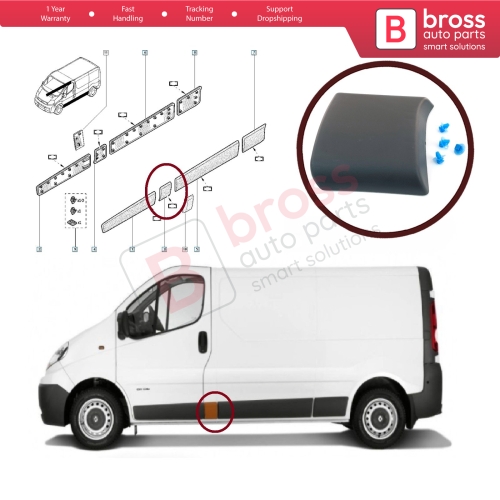 Left Side Door Moulding Middle Panel Central Trim 93852553 for Renault Trafic MK2 Vivaro PriMastar