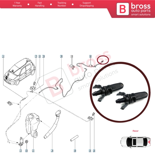 2 Pieces Rear Tailgate Windscreen Washer Jet Nozzle 8200107563 For Renault Megane 2 Clio 3 Scenic Twingo Captur Sandero Lodgy Dokker