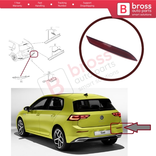 Rear Bumper Reflector Right 5G0945106C for VW Golf 7.5 8 e Golf Variant 4Motion R32 GTI Rabbit