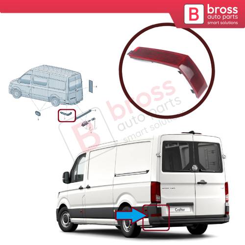 Rear Bumper Reflector Left 7C0945105 for VW Crafter MK2 SY SZ 2017-On E Crafter