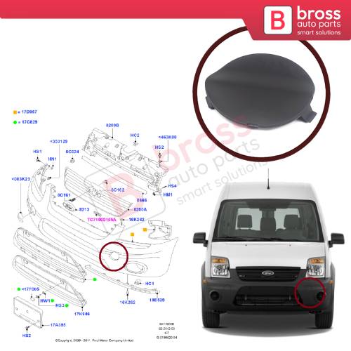 Front Bumper Tow Hook Eye Cover Cap Left 5028673 for Ford Transit Tourneo Connect 2009-2012