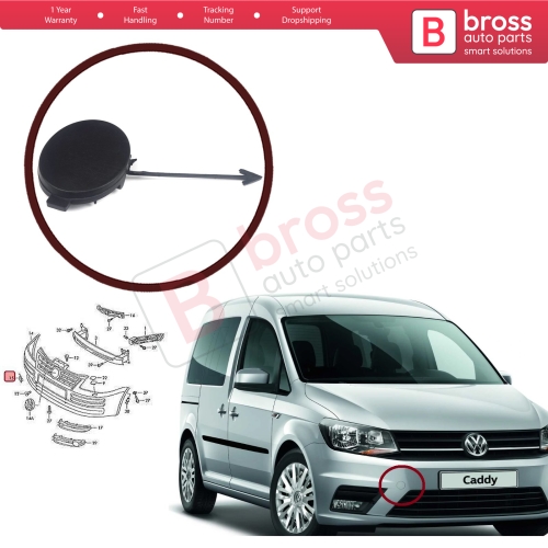 Front Bumper Tow Eye Hook Cover Cap 2K5807241B for VW Caddy MK3 Facelift 2K SA 2015-2020