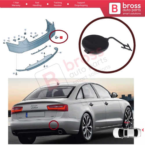 Rear Bumper Tow Hook Eye Cover Cap 4G5807441 for Audi A6 Avant S6 Quattro 2012-2014 A6L 2012 2015