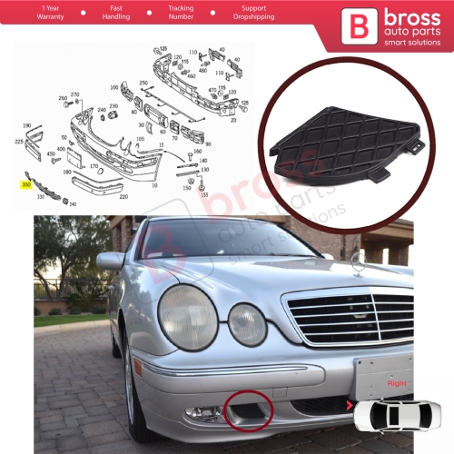 Front Bumper Lower Grille Cover Right A2108850253 for Mercedes E W210 E320 E430 E55 AMG 1999-2003