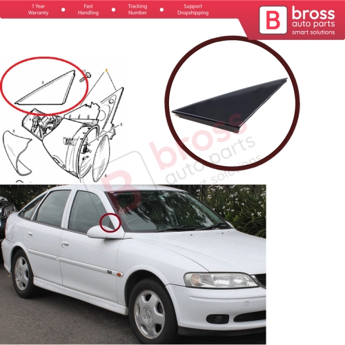 Right Side Wing Mirror Front Outer Corner Triangle Molding Cover 90545856 for Vauxhall Opel Vectra B 1995-2002