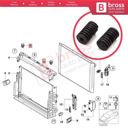 2 Pieces Radiator Upper Adjuster Buffer Stop Mount 7514402 17117514402 for BMW 1 3 5 7 X3 X5 Z4