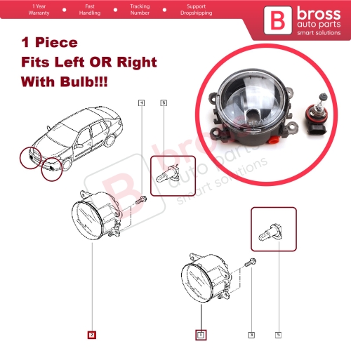 Front Bumper Fog Light With BULB 8200074008 for Renault Dacia Scenic Megane Master Laguna Thalia Logan Duster 