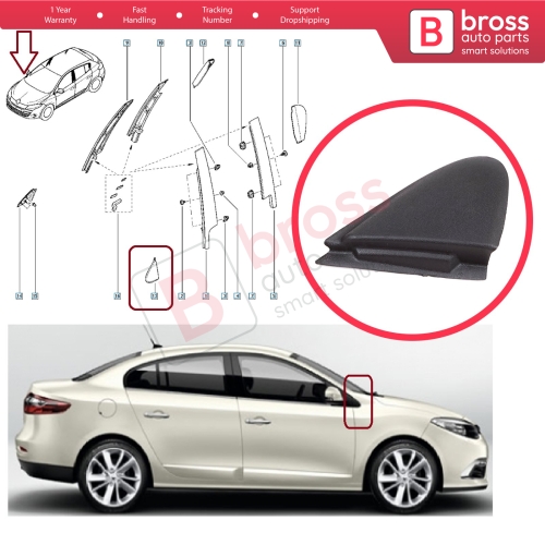 RIGHT Side View Mirror Triangle Fender Corner Trim Cover for Renault Megane MK3 Fluence 638740012R