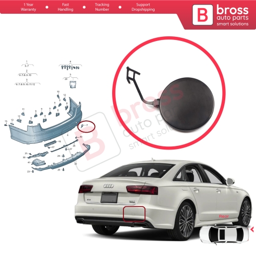 Rear Tow Hitch Eye Hook Cover Cap for Audi A6 S6 C7 Avant Quattro A6L 4G5807441B