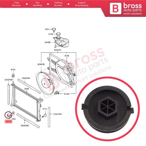 Cooling Radiator Lower Bottom Cap Assy For Ford Fiesta MK5 JH JD Fusion Europe JU 2002-2012