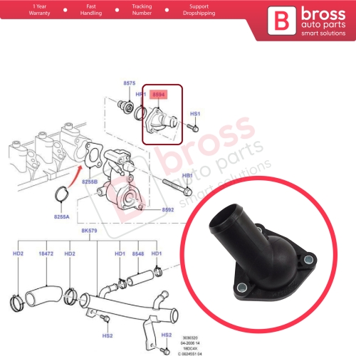 Thermostat Coolant Water Outlet Flange Connector Pipe for Ford Focus C-Max Fiesta Mondeo Connect 1.8 TDCi 1148329 