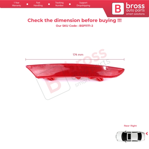 Rear Right Side Bumper Reflex Reflector for Renault Clio MK5 BF B7 2019-On 265602442R