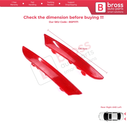 Rear Right Left Side Bumper Reflex Reflector for Renault Clio MK5 BF B7 2019-On 265602442R 265651206R