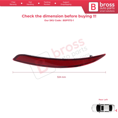 Rear Left Side Bumper Reflex Reflector for Fiat Tipo MK2 356 357 Egea 2015-On 4-Door Sedan 51998151
