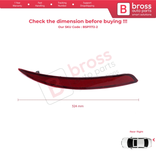 Rear Right Side Bumper Reflex Reflector for Fiat Tipo MK2 356 357 Egea 2015-On 4-Door Sedan 51998149