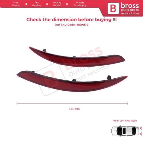 Rear Right Left Side Bumper Reflex Reflector for Fiat Tipo MK2 356 357 Egea 2015-On 4-Door Sedan 51998151 51998149