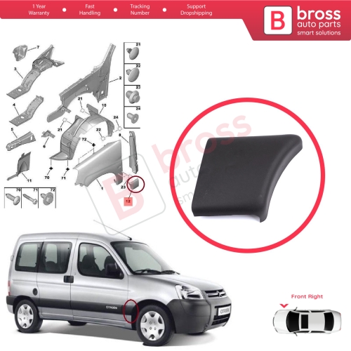 Front Right Fender Trim Molding for Citroen Berlingo MK1 M49 M59 1996-2008 8544.J8