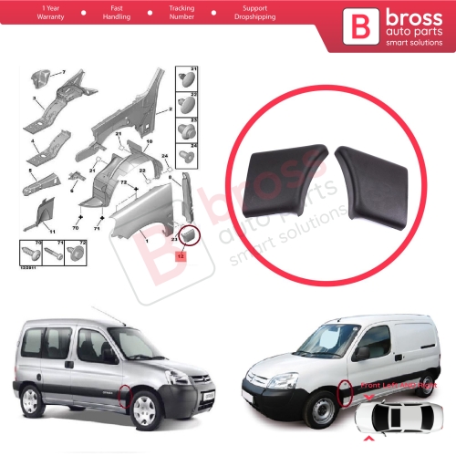 Front Left Right Fender Trim Molding for Citroen Berlingo MK1 M49 M59 1996-2008 8544J7 8544J8
