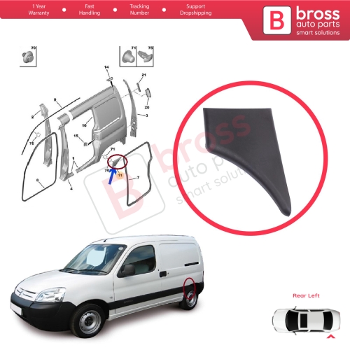 Rear Left Fender Trim Molding for Citroen Berlingo MK1 M49 M59 1996-2008 8547L9