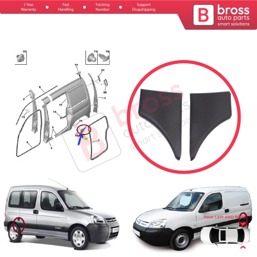 Rear Left Right Fender Trim Molding for Citroen Berlingo MK1 M49 M59 1996-2008 8547L9 8547K4